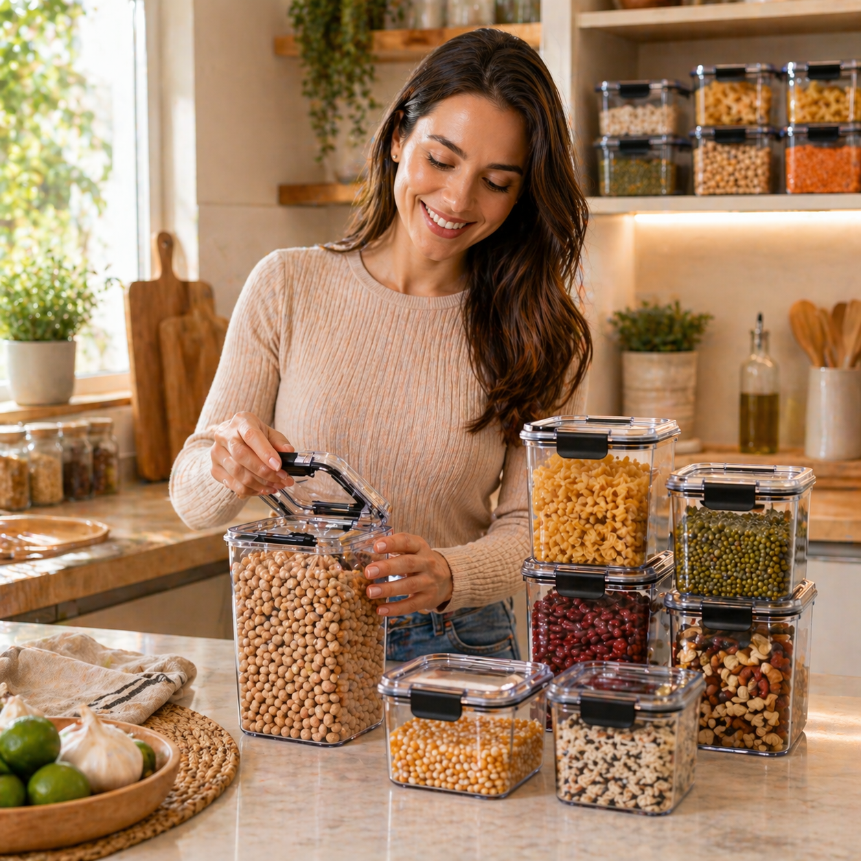 Caixas Herméticas Transparentes para Cereais, Alimentos e Petiscos